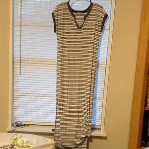 Kori Striped Maxi Dress with Green Accents